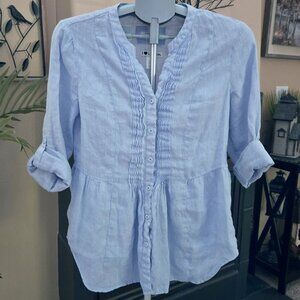 Malvin Hamburg Germany I Love Linen sz Lg / 10 linen baby blue tunic top
